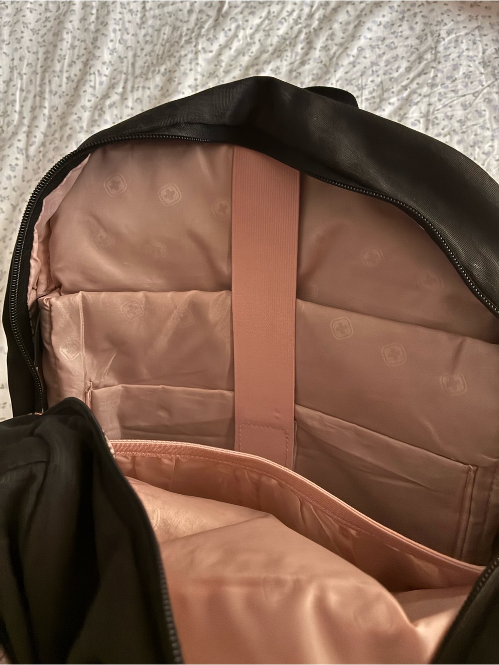 Black and Pink SWISSGEAR Backpack with Rose Gold Accents - Picture 3 of 3